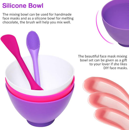Silicone Mixing Bowl with Face Mask Brushes, 5PCS