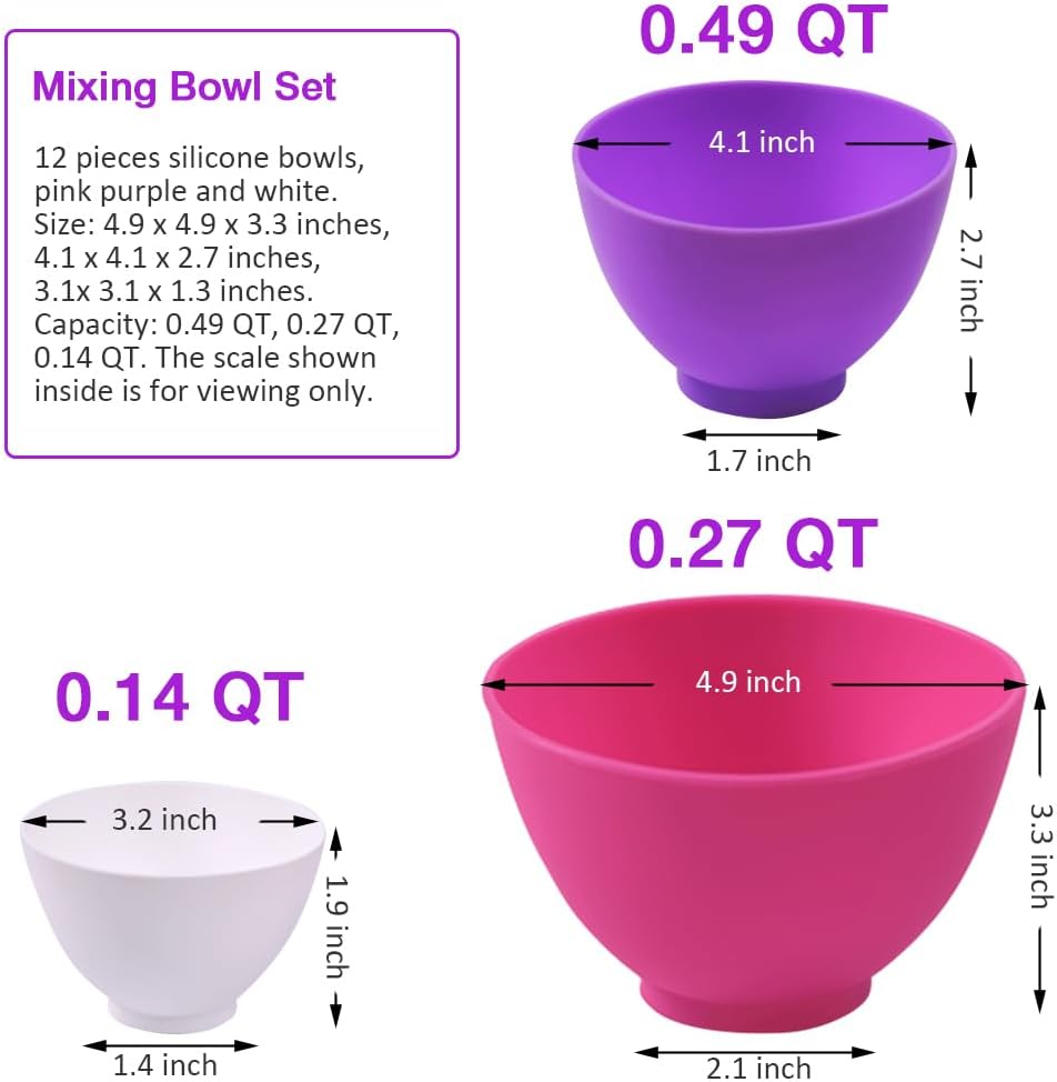 Silicone Mixing Bowl with Face Mask Brushes, 5PCS