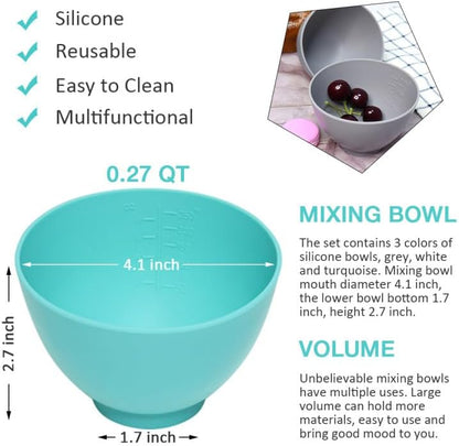 Silicone Mixing Bowl with Face Mask Brushes, 5PCS