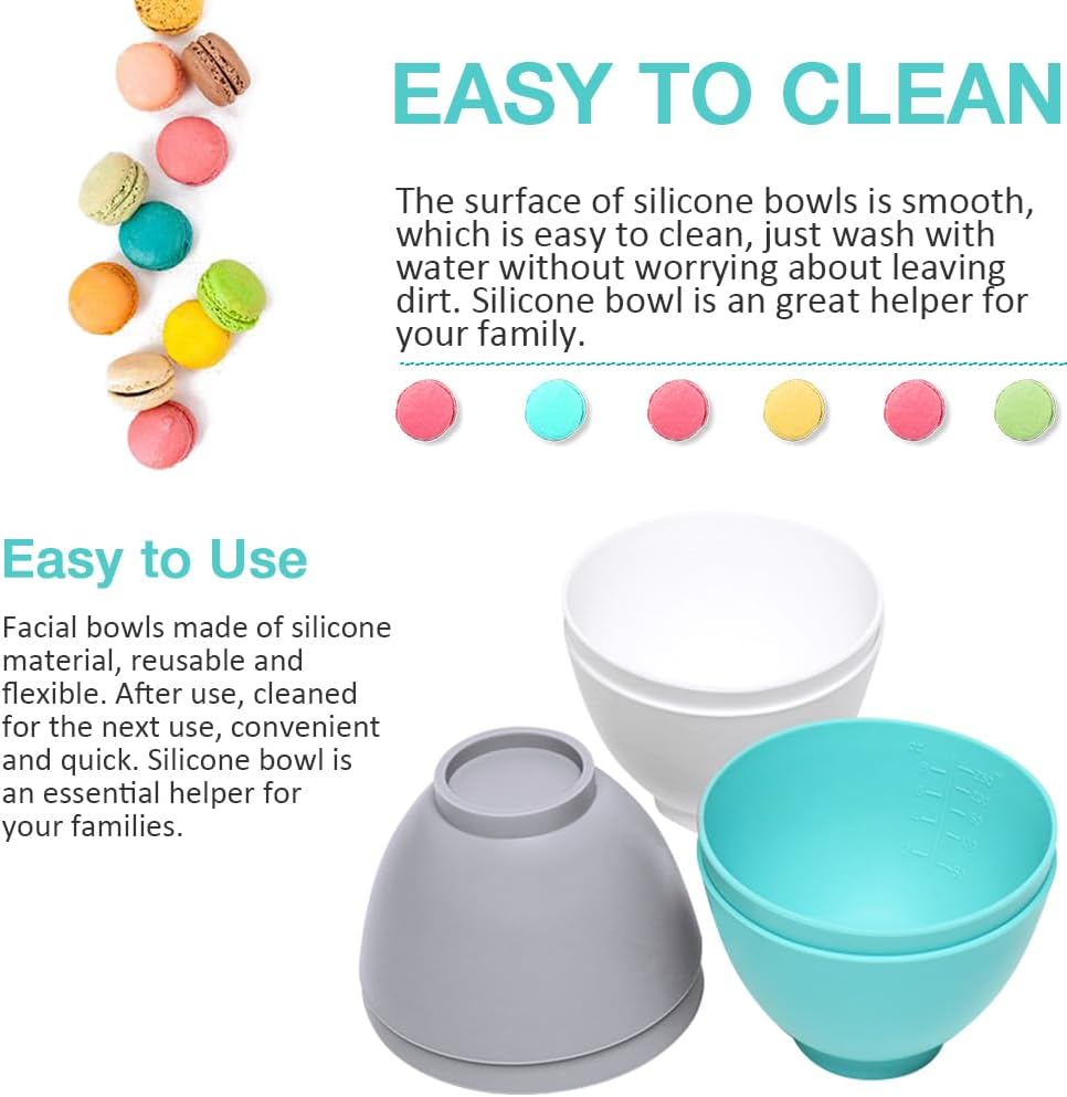 Silicone Mixing Bowl with Face Mask Brushes, 5PCS