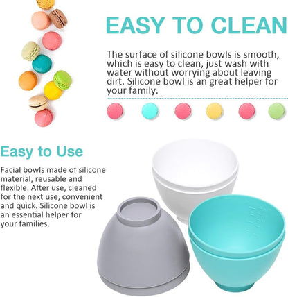 Silicone Mixing Bowl with Face Mask Brushes, 5PCS