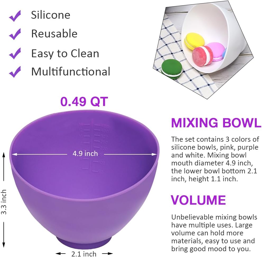 Silicone Mixing Bowl with Face Mask Brushes, 5PCS