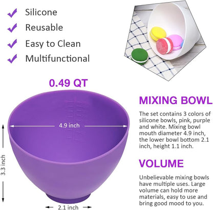 Silicone Mixing Bowl with Face Mask Brushes, 5PCS