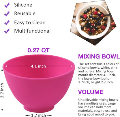 Silicone Mixing Bowl with Face Mask Brushes, 5PCS
