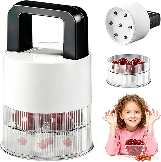 2026 Upgraded 7-in-1 Cherry Pitter Tool, Food Grade Multi-Fruit Corer with Anti-Splatter Guard,1.5" Extra Large Slots, Easy Push Seed Remover for Cherries Olives, Dishwasher Safe Kitchen Gadget