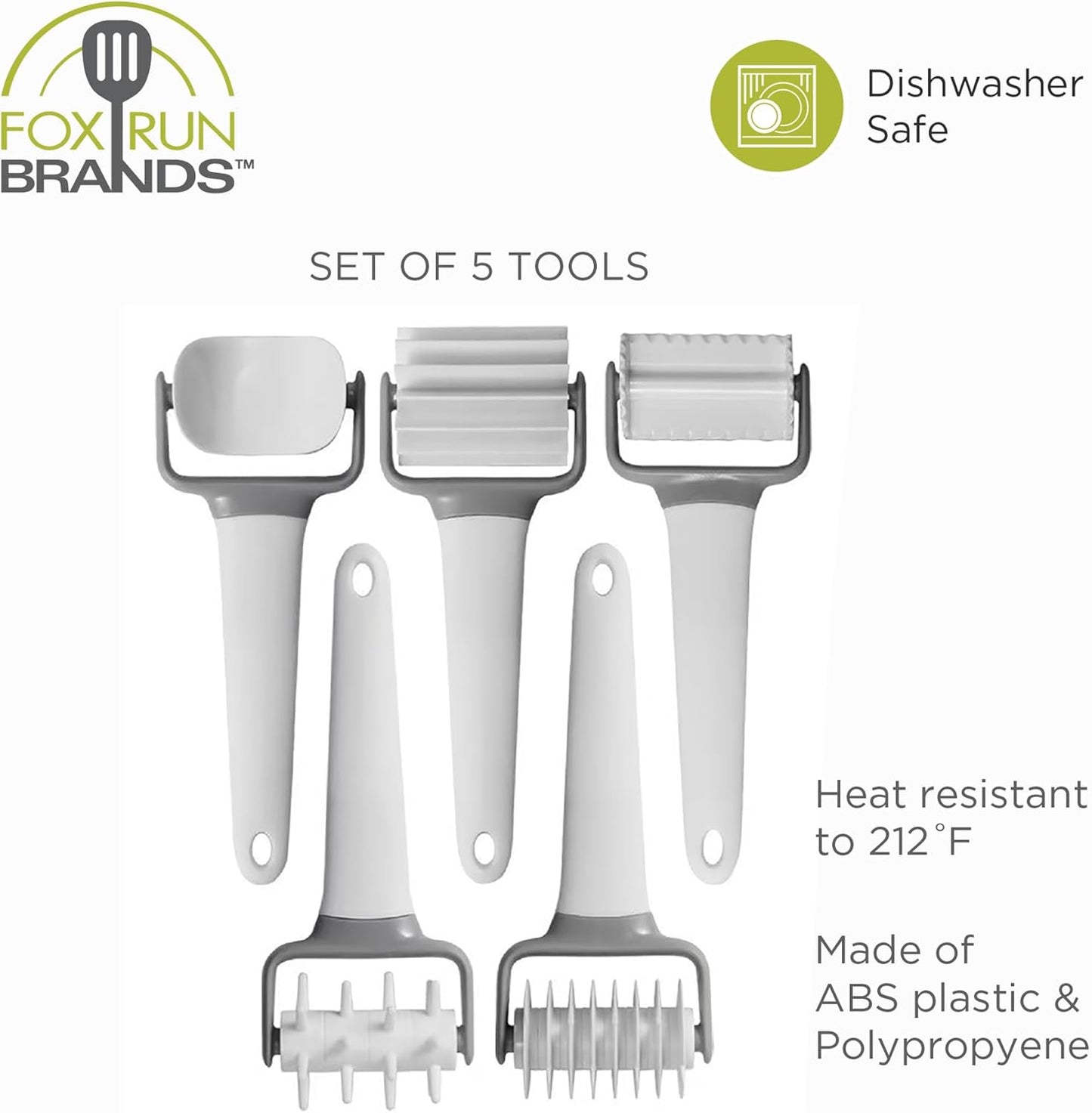 Fox Run Pastry and Pasta Wheels, Set of 5 Dough Roller Cutter Tools | Easy To Use & Dishwasher Safe Wheel Pastry Cutters | Cut Different Shapes Of Homemade Pasta | Fun Dough Cutters For Baking
