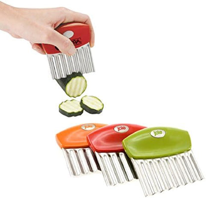 Joie Crinkle Cutter Knife, Wavy Slicer for Potatoes, Vegetables, and More | Stainless Steel Blade Great For Cutting Fries And Other Foods, BPA-Free, Colors May Vary, Receive Purple, Red, or Lime Green