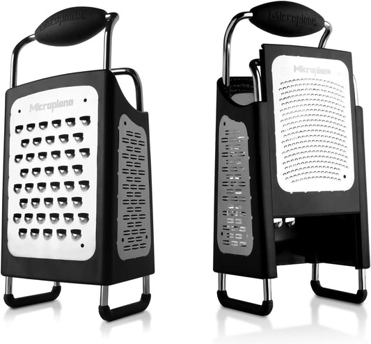Four Sided Stainless Steel Ultra-Sharp Multi-Purpose Box Grater - Slicer, Fine, Ribbon, and Extra Coarse Blade Styles