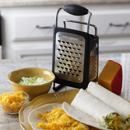 Four Sided Stainless Steel Ultra-Sharp Multi-Purpose Box Grater - Slicer, Fine, Ribbon, and Extra Coarse Blade Styles