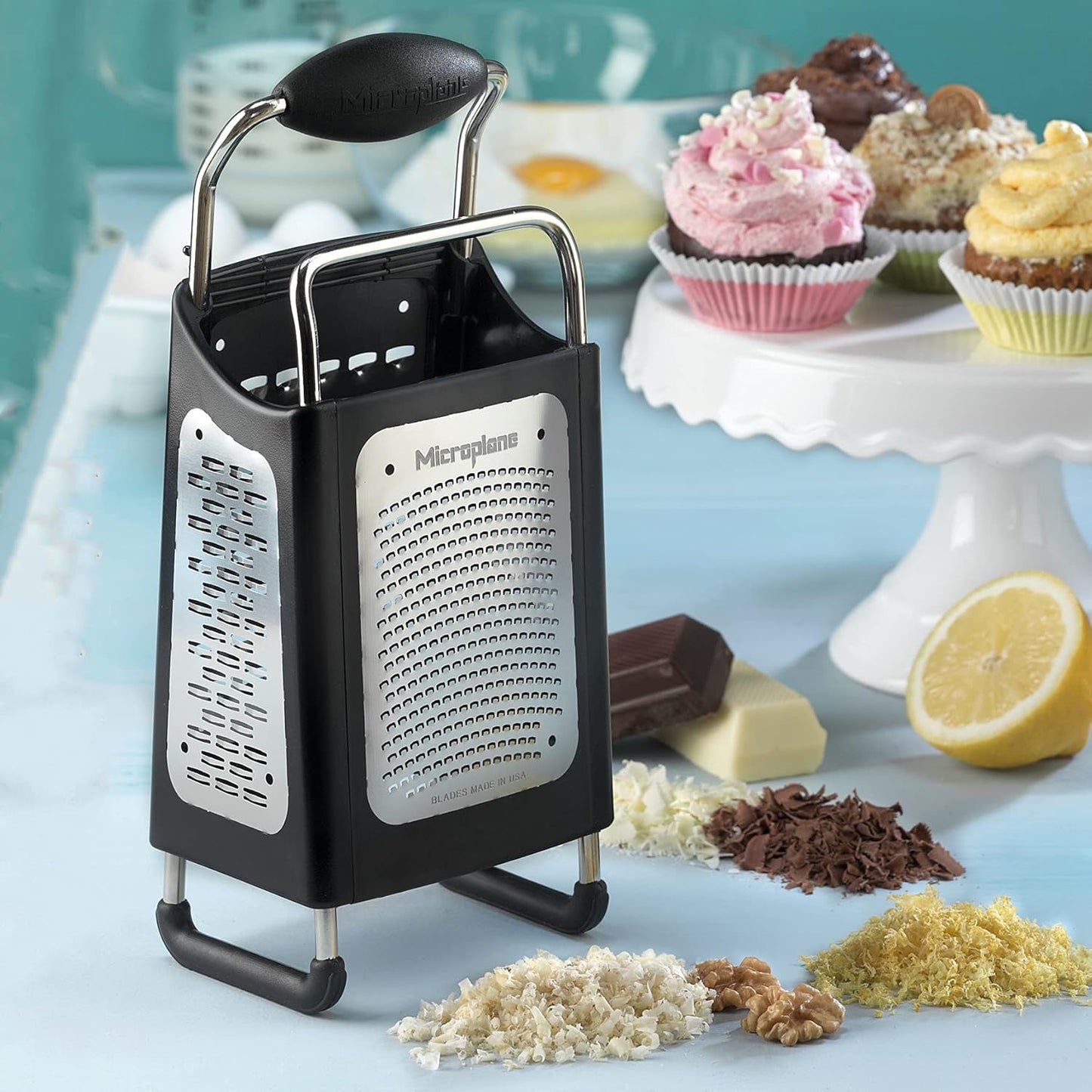 Four Sided Stainless Steel Ultra-Sharp Multi-Purpose Box Grater - Slicer, Fine, Ribbon, and Extra Coarse Blade Styles