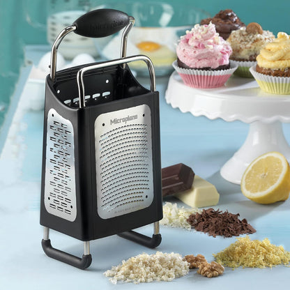 Four Sided Stainless Steel Ultra-Sharp Multi-Purpose Box Grater - Slicer, Fine, Ribbon, and Extra Coarse Blade Styles