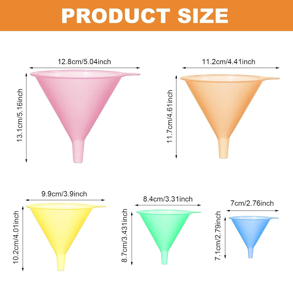 5 Pcs Plastic Funnel Set, All Purpose Funnels for Kitchen Use Filling Bottles, Mini, Small to Large Plastic Funnel for Kitchen Liquid Spices Powder Cosmetic Lotion Essential Oils