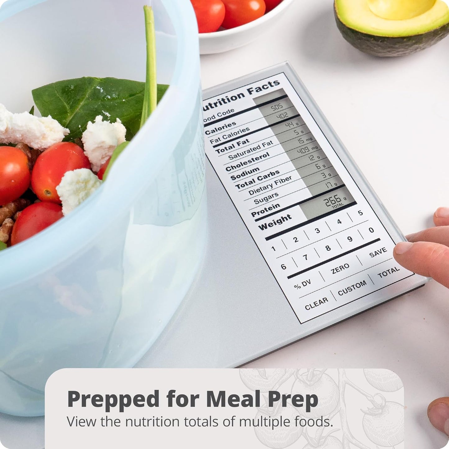 Nutrition Food Scale for Meal Planning and Portion Control with Food Code Booklet & App (Non-Connected, Non-Backlit Model)