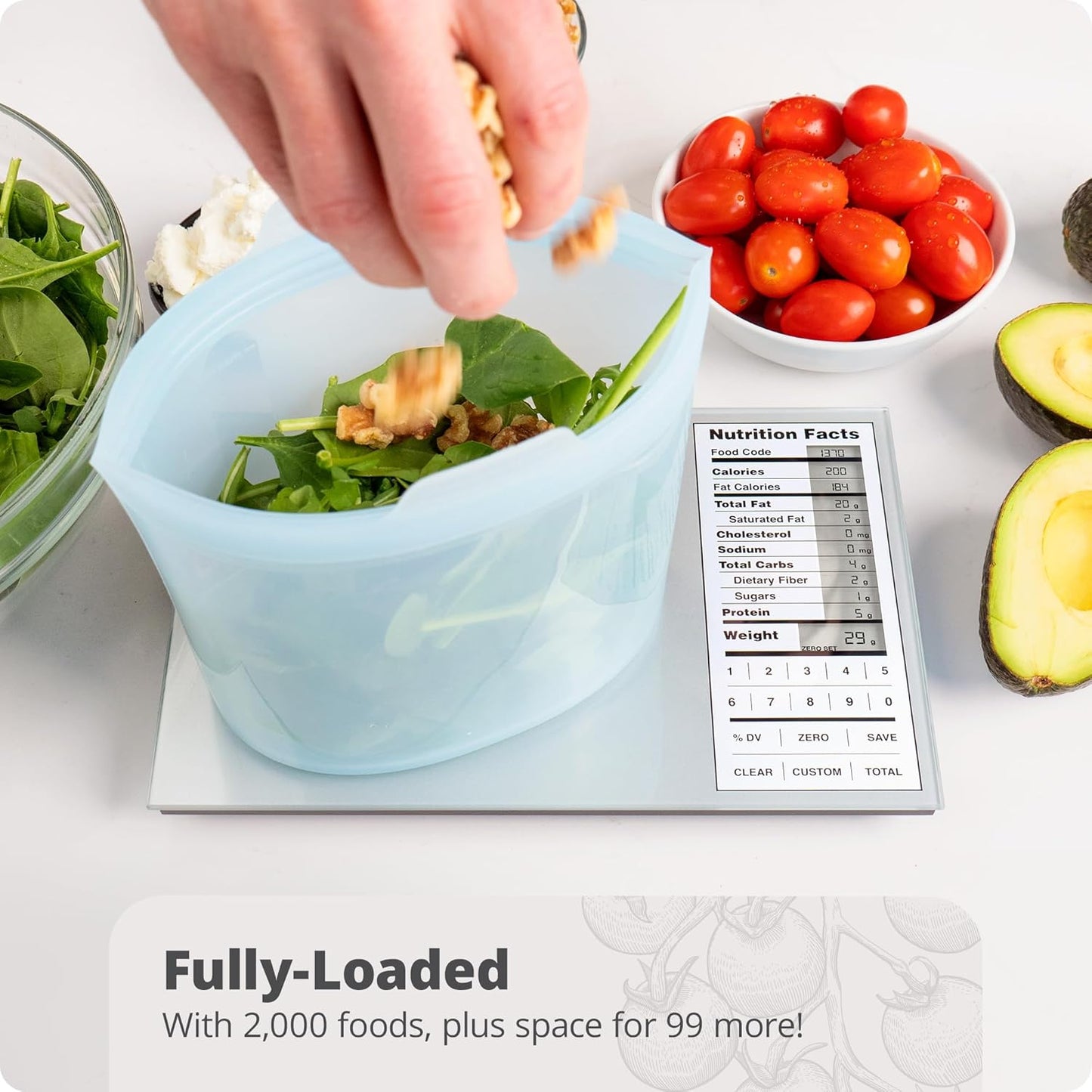Nutrition Food Scale for Meal Planning and Portion Control with Food Code Booklet & App (Non-Connected, Non-Backlit Model)