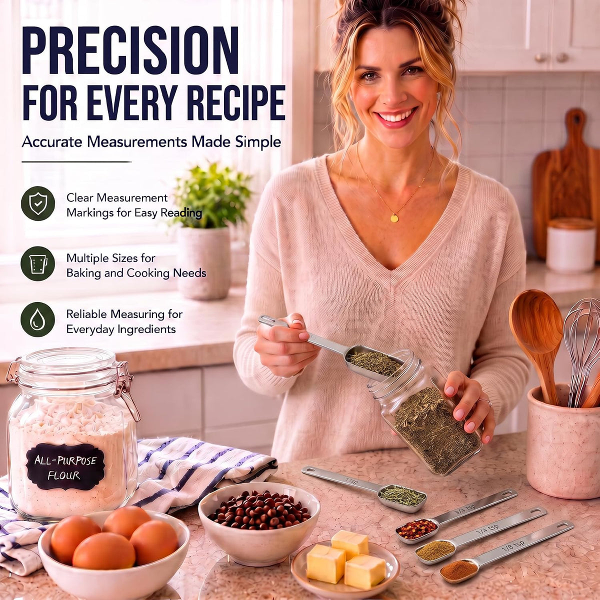 Stainless Steel Measuring Cups and Spoons Set, Baking Essentials