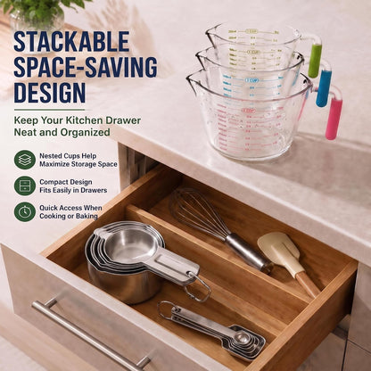 Stainless Steel Measuring Cups and Spoons Set, Baking Essentials