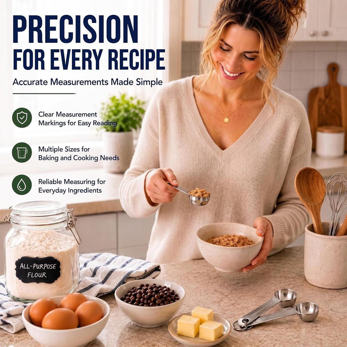 Stainless Steel Measuring Cups and Spoons Set, Baking Essentials