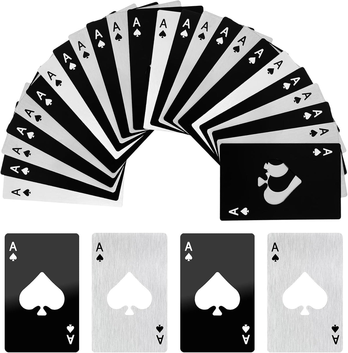 40Pcs Ace of Spades Bottle Openers, Poker Card Bottle Openers Portable Stainless Steel Can Opener Credit Card Size Beer Bottles Can Cap Opener for Wallet Pocket Wedding Party Good Gift