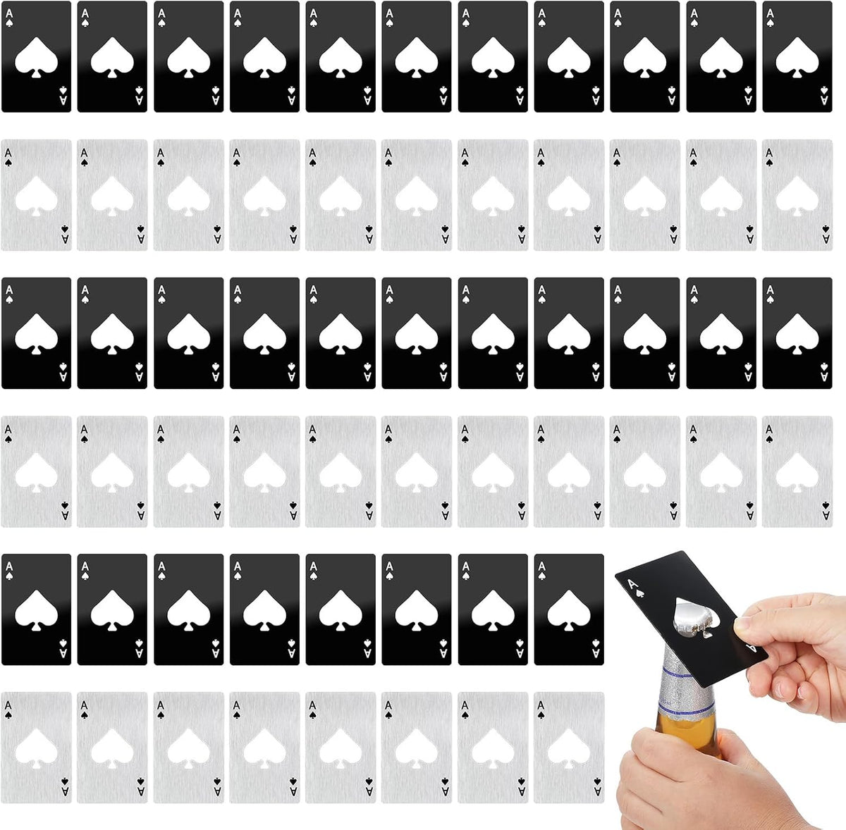 40Pcs Ace of Spades Bottle Openers, Poker Card Bottle Openers Portable Stainless Steel Can Opener Credit Card Size Beer Bottles Can Cap Opener for Wallet Pocket Wedding Party Good Gift