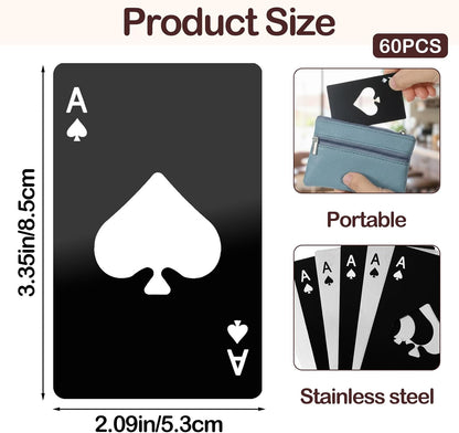 40Pcs Ace of Spades Bottle Openers, Poker Card Bottle Openers Portable Stainless Steel Can Opener Credit Card Size Beer Bottles Can Cap Opener for Wallet Pocket Wedding Party Good Gift