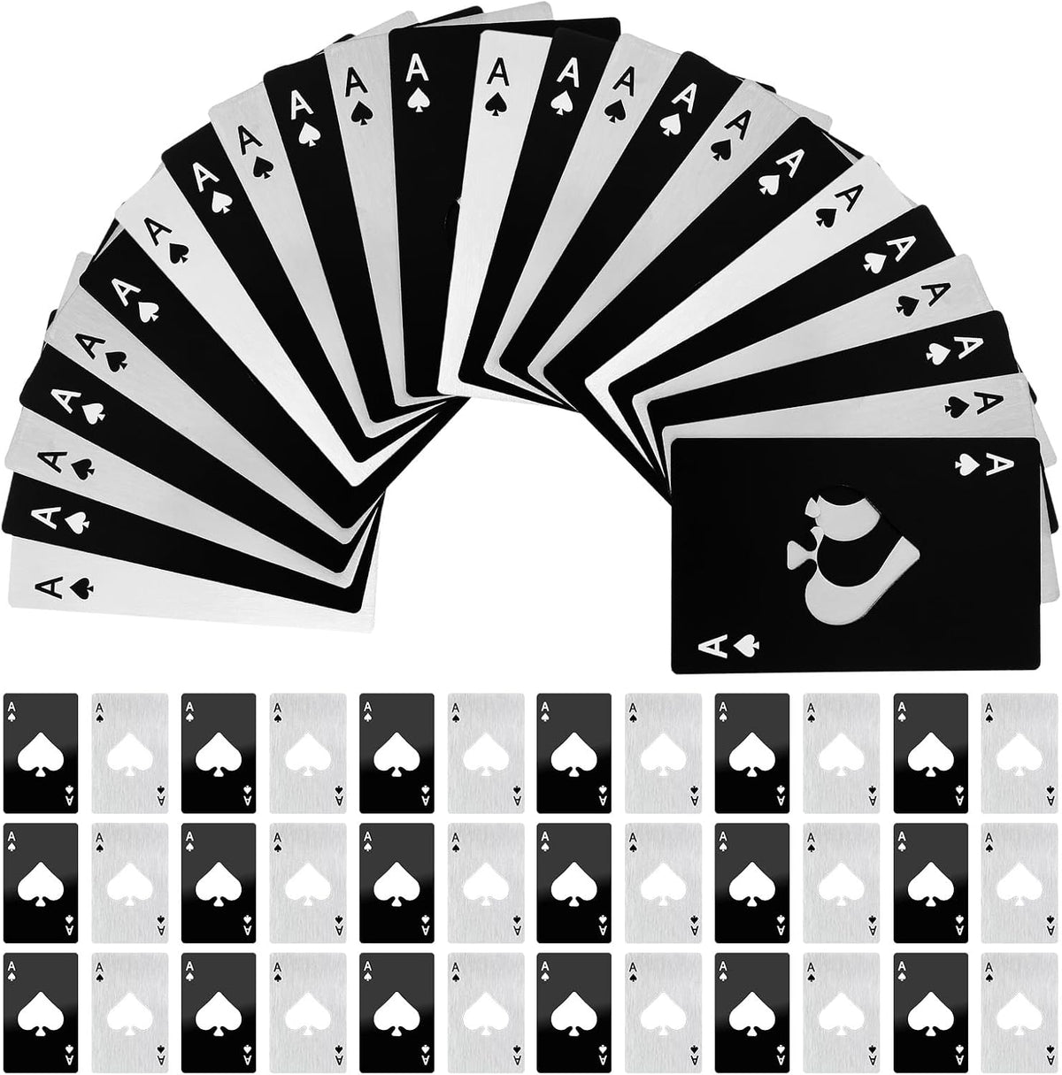40Pcs Ace of Spades Bottle Openers, Poker Card Bottle Openers Portable Stainless Steel Can Opener Credit Card Size Beer Bottles Can Cap Opener for Wallet Pocket Wedding Party Good Gift