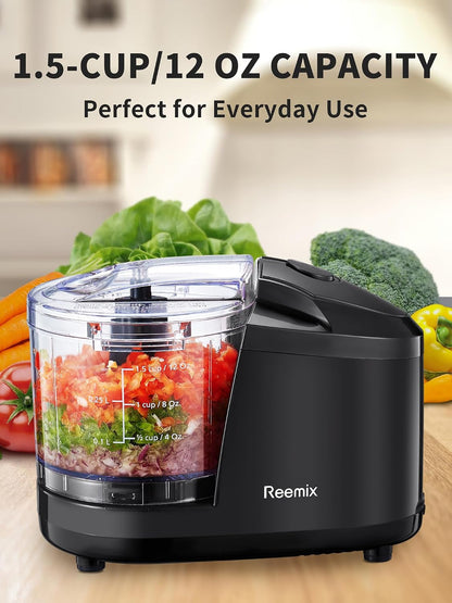1.5-Cup One-Touch Electric Food Chopper, 100W Mini Food Processor Meat Grinder, Mix, Chop, Mince and Blend Vegetables, Fruits, Nuts, Meats, Stainless Steel Blade (Red)