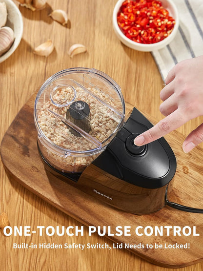 1.5-Cup One-Touch Electric Food Chopper, 100W Mini Food Processor Meat Grinder, Mix, Chop, Mince and Blend Vegetables, Fruits, Nuts, Meats, Stainless Steel Blade (Red)