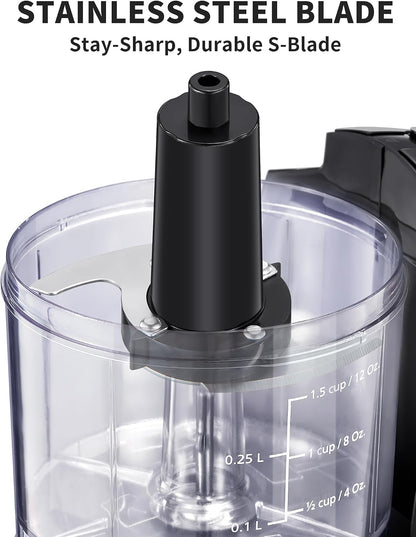 1.5-Cup One-Touch Electric Food Chopper, 100W Mini Food Processor Meat Grinder, Mix, Chop, Mince and Blend Vegetables, Fruits, Nuts, Meats, Stainless Steel Blade (Red)