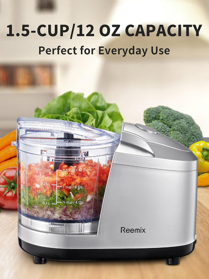 1.5-Cup One-Touch Electric Food Chopper, 100W Mini Food Processor Meat Grinder, Mix, Chop, Mince and Blend Vegetables, Fruits, Nuts, Meats, Stainless Steel Blade (Red)