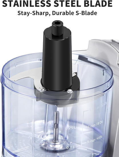 1.5-Cup One-Touch Electric Food Chopper, 100W Mini Food Processor Meat Grinder, Mix, Chop, Mince and Blend Vegetables, Fruits, Nuts, Meats, Stainless Steel Blade (Red)