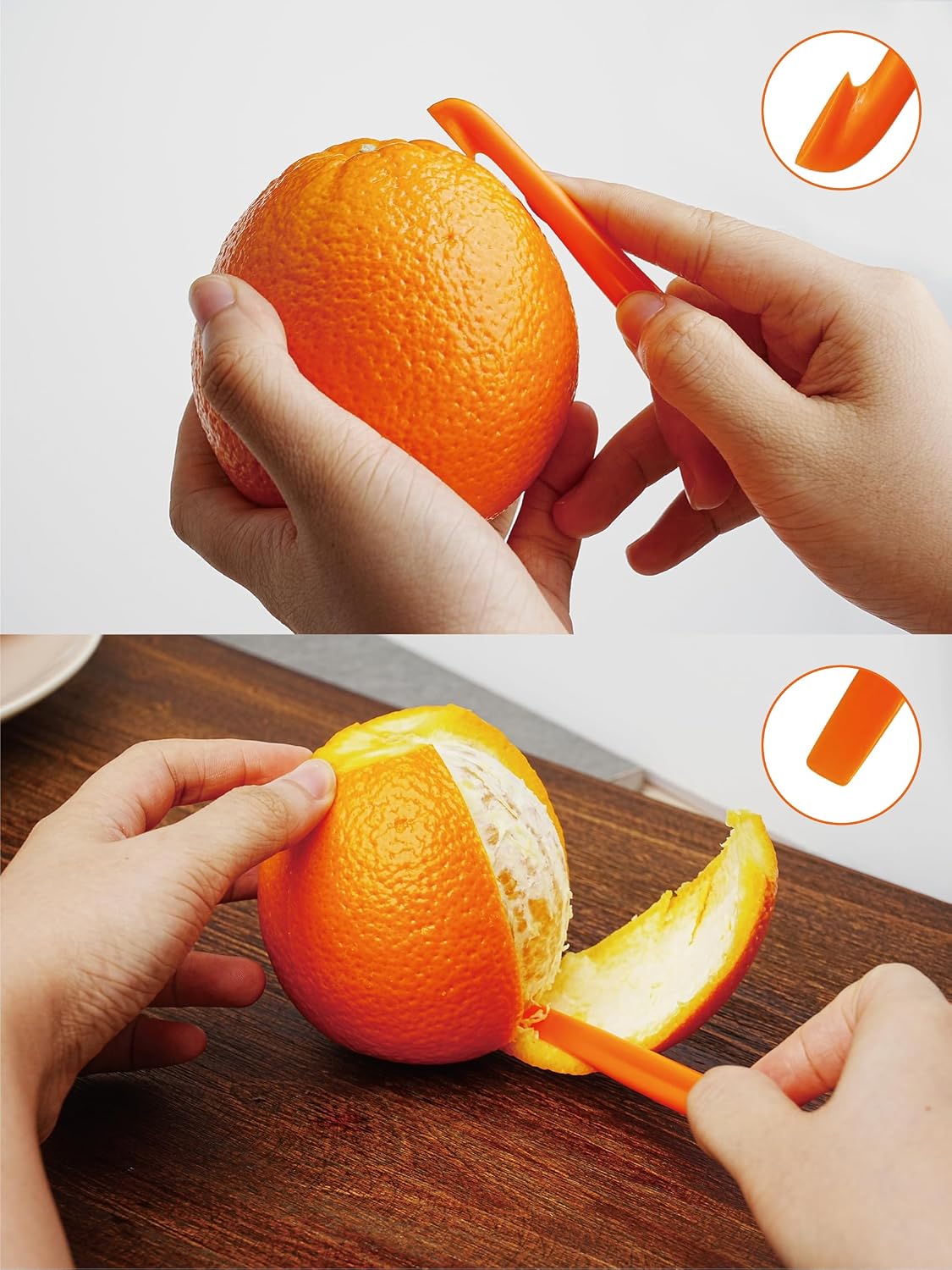 6 Orange Peeler Set Orange Peeler Easy Open Citrus Lemon Citrus Peeler Cutter Vegetable Slicer Fruit Tools Kitchen Gadgets(Neon Bright Color)
