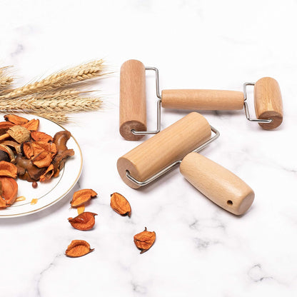 Wood Pastry Pizza Roller 2 Pieces Non Stick Wooden Rolling Pin for Home, Kitchen Baking Cooking Easy to Handle (T-Maple and H-Maple)