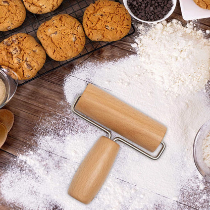 Wood Pastry Pizza Roller 2 Pieces Non Stick Wooden Rolling Pin for Home, Kitchen Baking Cooking Easy to Handle (T-Maple and H-Maple)