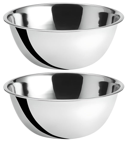 2-Pack 8 Quart Mixing Bowls |13.25-Inch Stainless Steel Bowls | Professional Grade Flat Base Mixing Bowls for Home and Commercial Kitchens
