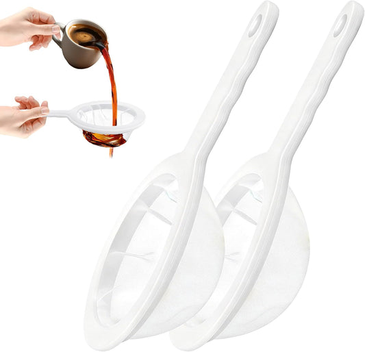 Ultra-Fine Nylon Mesh Strainer- Mini Kitchen Colander for Coffee, Milk, Yogurt, Juice - Non-Slip Handle & Hanging Hole (120/200 Mesh)