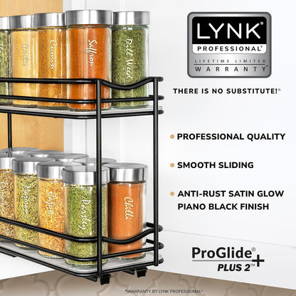 ® Pull Out Spice Organization for Cabinets - 4-3/8 inch Wide – Spice Rack for Inside Cabinets, Slide Out Spice Rack Organizer for cabinet – Pull Out Spice Rack, Sliding 2 Tier Chrome