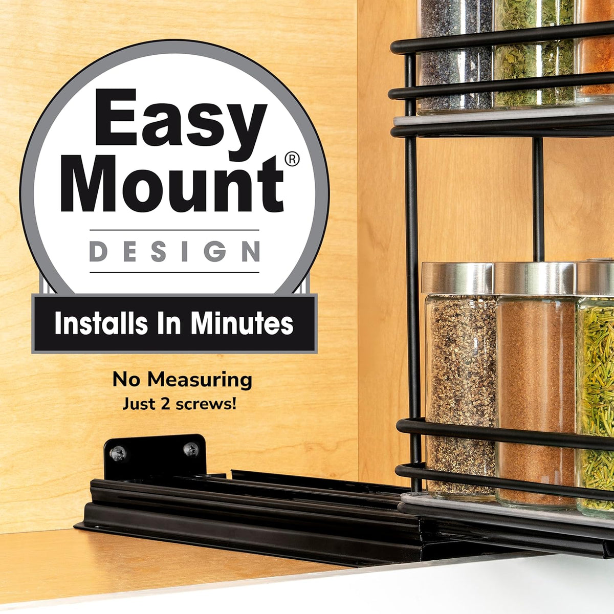 ® Pull Out Spice Organization for Cabinets - 4-3/8 inch Wide – Spice Rack for Inside Cabinets, Slide Out Spice Rack Organizer for cabinet – Pull Out Spice Rack, Sliding 2 Tier Chrome