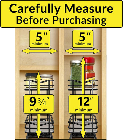 ® Pull Out Spice Organization for Cabinets - 4-3/8 inch Wide – Spice Rack for Inside Cabinets, Slide Out Spice Rack Organizer for cabinet – Pull Out Spice Rack, Sliding 2 Tier Chrome