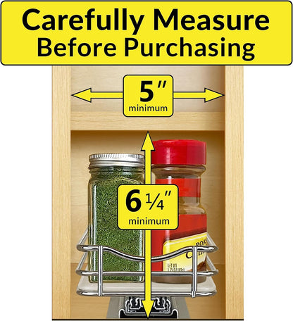 ® Pull Out Spice Organization for Cabinets - 4-3/8 inch Wide – Spice Rack for Inside Cabinets, Slide Out Spice Rack Organizer for cabinet – Pull Out Spice Rack, Sliding 2 Tier Chrome