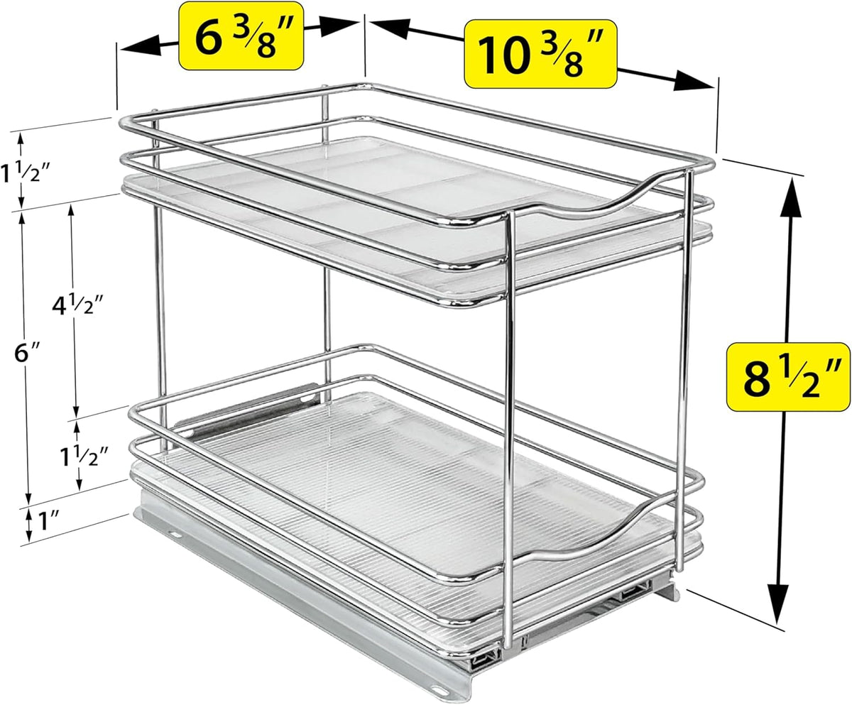 ® Pull Out Spice Organization for Cabinets - 4-3/8 inch Wide – Spice Rack for Inside Cabinets, Slide Out Spice Rack Organizer for cabinet – Pull Out Spice Rack, Sliding 2 Tier Chrome