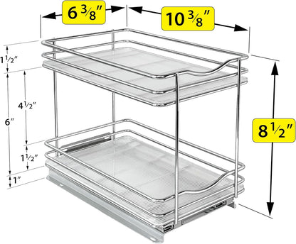 ® Pull Out Spice Organization for Cabinets - 4-3/8 inch Wide – Spice Rack for Inside Cabinets, Slide Out Spice Rack Organizer for cabinet – Pull Out Spice Rack, Sliding 2 Tier Chrome