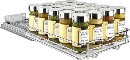 ® Pull Out Spice Organization for Cabinets - 4-3/8 inch Wide – Spice Rack for Inside Cabinets, Slide Out Spice Rack Organizer for cabinet – Pull Out Spice Rack, Sliding 2 Tier Chrome