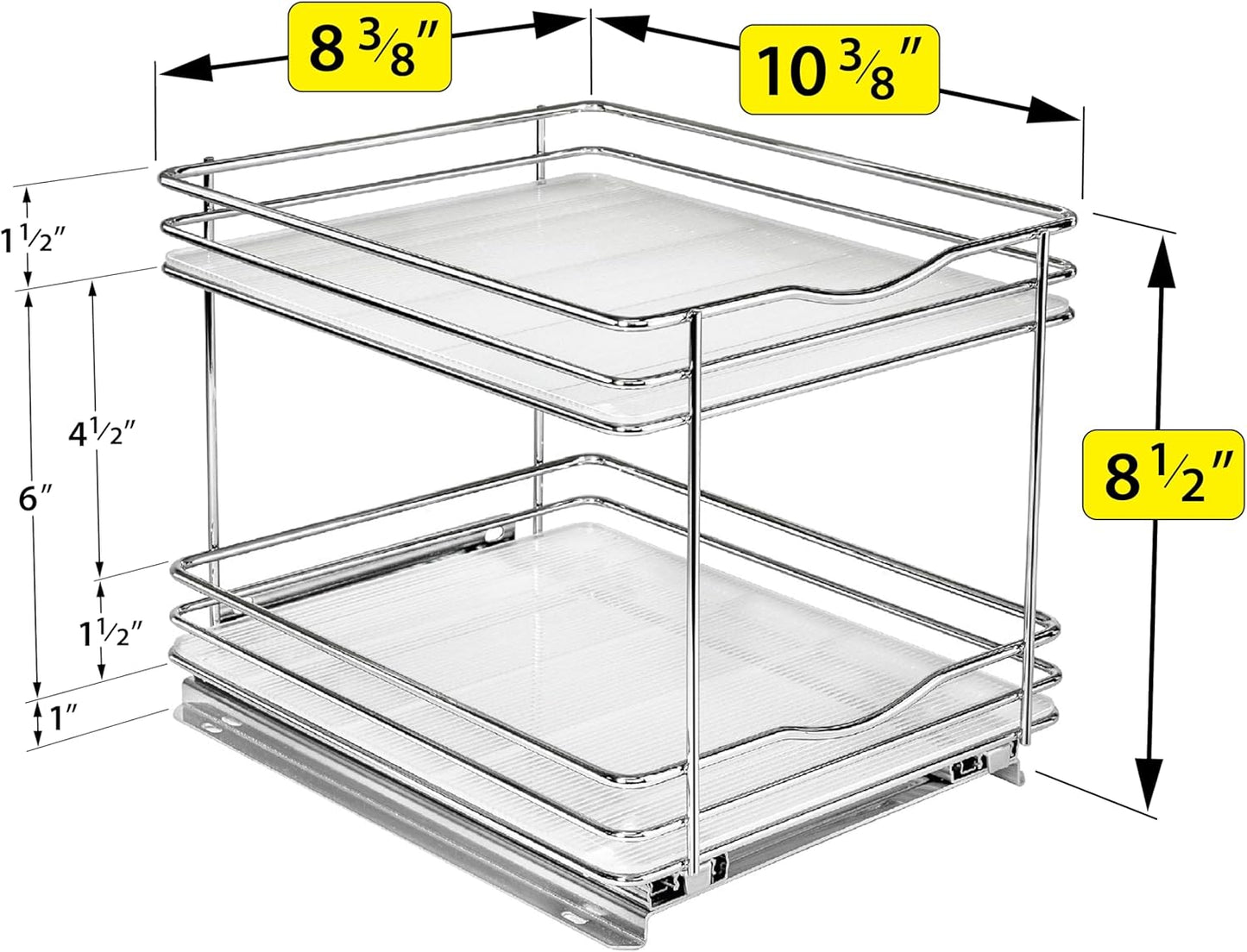 ® Pull Out Spice Organization for Cabinets - 4-3/8 inch Wide – Spice Rack for Inside Cabinets, Slide Out Spice Rack Organizer for cabinet – Pull Out Spice Rack, Sliding 2 Tier Chrome