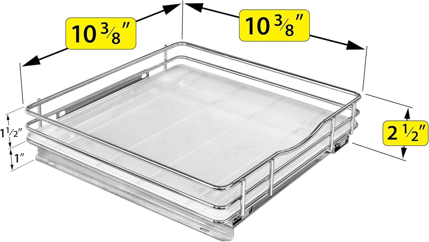 ® Pull Out Spice Organization for Cabinets - 4-3/8 inch Wide – Spice Rack for Inside Cabinets, Slide Out Spice Rack Organizer for cabinet – Pull Out Spice Rack, Sliding 2 Tier Chrome