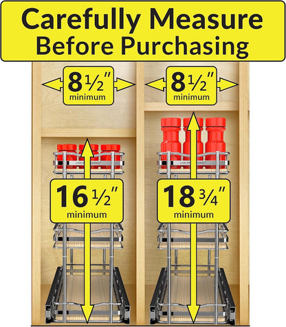 ® Pull Out Spice Organization for Cabinets - 4-3/8 inch Wide – Spice Rack for Inside Cabinets, Slide Out Spice Rack Organizer for cabinet – Pull Out Spice Rack, Sliding 2 Tier Chrome