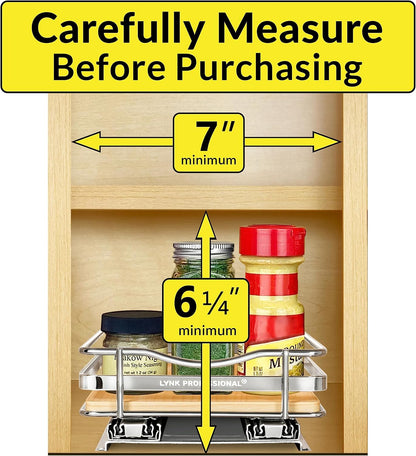 ® Pull Out Spice Organization for Cabinets - 4-3/8 inch Wide – Spice Rack for Inside Cabinets, Slide Out Spice Rack Organizer for cabinet – Pull Out Spice Rack, Sliding 2 Tier Chrome