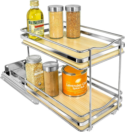 ® Pull Out Spice Organization for Cabinets - 4-3/8 inch Wide – Spice Rack for Inside Cabinets, Slide Out Spice Rack Organizer for cabinet – Pull Out Spice Rack, Sliding 2 Tier Chrome