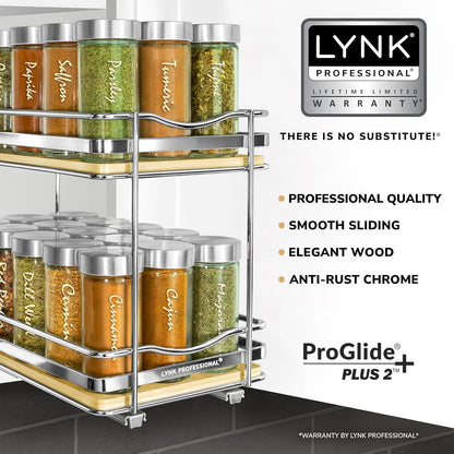 ® Pull Out Spice Organization for Cabinets - 4-3/8 inch Wide – Spice Rack for Inside Cabinets, Slide Out Spice Rack Organizer for cabinet – Pull Out Spice Rack, Sliding 2 Tier Chrome