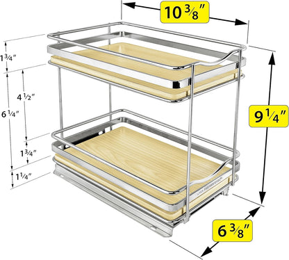 ® Pull Out Spice Organization for Cabinets - 4-3/8 inch Wide – Spice Rack for Inside Cabinets, Slide Out Spice Rack Organizer for cabinet – Pull Out Spice Rack, Sliding 2 Tier Chrome