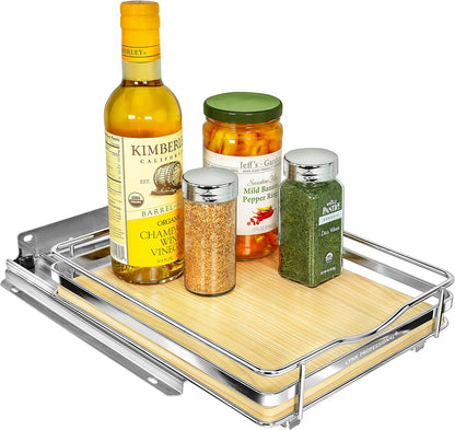 ® Pull Out Spice Organization for Cabinets - 4-3/8 inch Wide – Spice Rack for Inside Cabinets, Slide Out Spice Rack Organizer for cabinet – Pull Out Spice Rack, Sliding 2 Tier Chrome